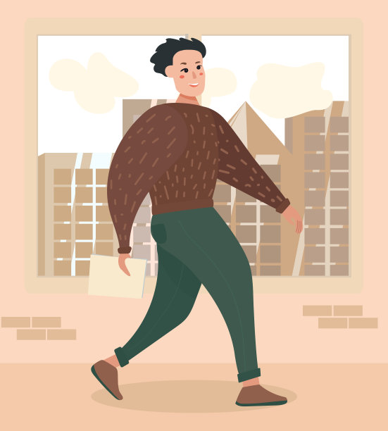 拿着纸的工人走在走廊上图片下载