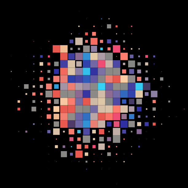 混沌点背景与基本形状，彩色马赛克，点云图片下载