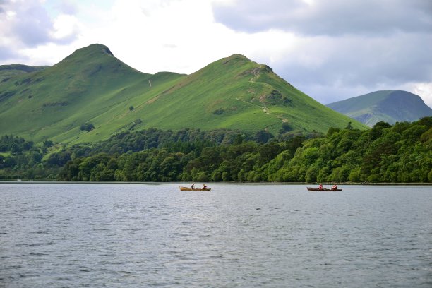 Cat Bells View with roers on Derwent Water在湖区图片下载