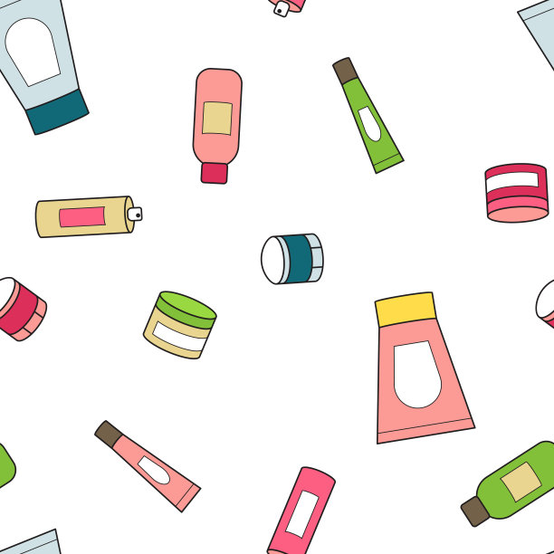 无缝图案背景与涂鸦化妆品。图片下载