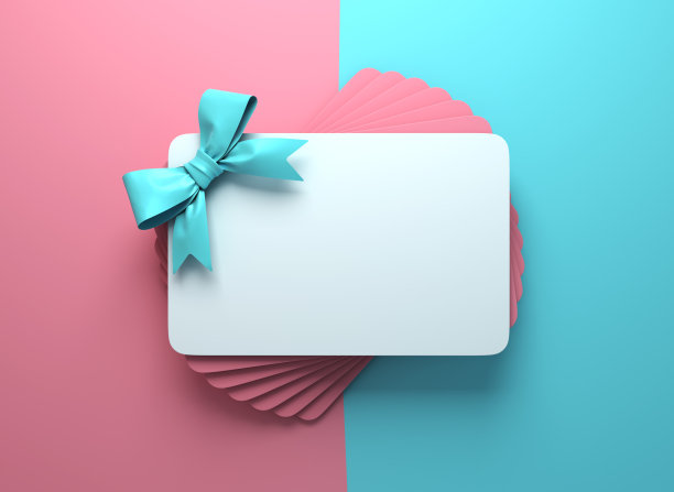 粉色和蓝色背景的礼品卡图片下载