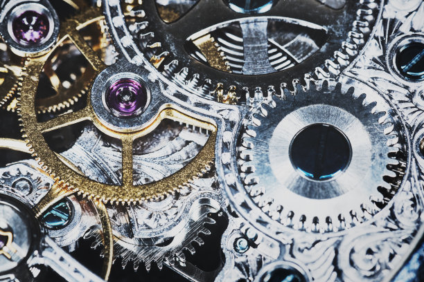 俯视手表错综复杂的内部工作的一部分图片下载