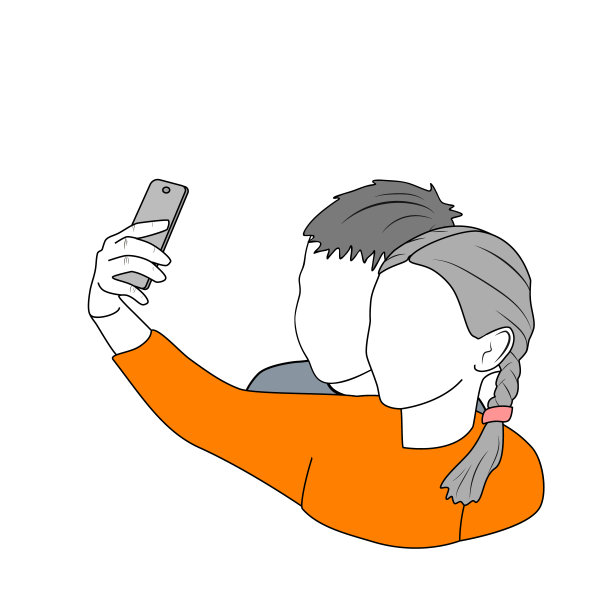 年轻人在自拍。用智能手机拍照。矢量插图。图片下载
