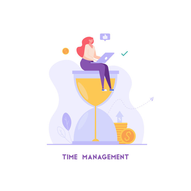 女人控制时间。女商人善于管理任务，工作效率高。懂得时间管理、效率、多任务处理。矢量插图在平面设计的UI，网页横幅，登陆页图片下载