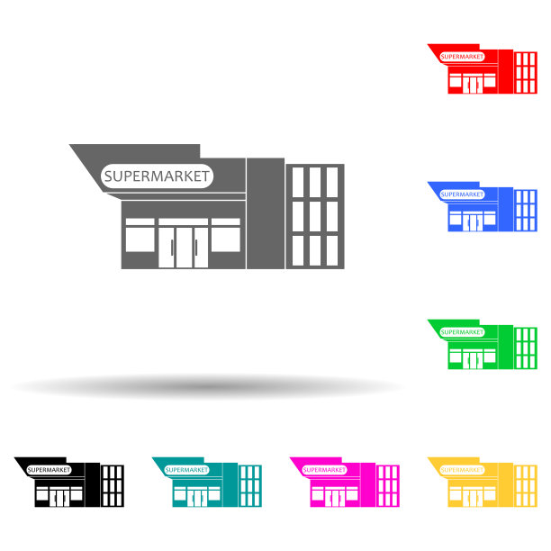 产品商店彩色图标。用于UI和UX、网站或移动应用程序的简单标志、扁平矢量市场图标图片下载