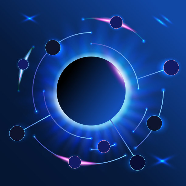 摘要信息图上暗色背景上的圆线。图片下载