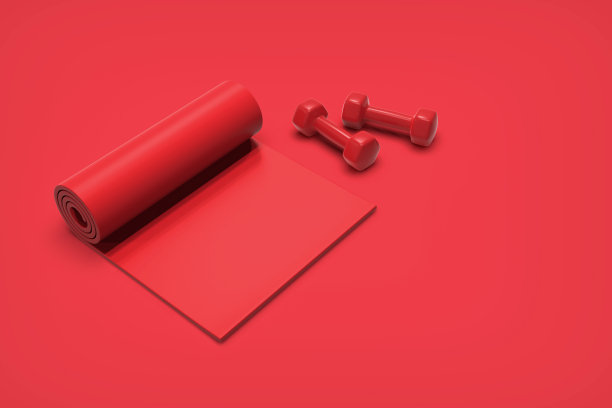 3D渲染运动概念，红色背景库存照片图片下载