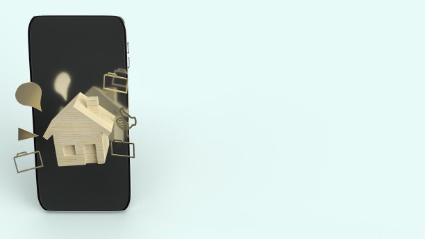 家用木制玩具和智能手机3d渲染技术内容。图片下载