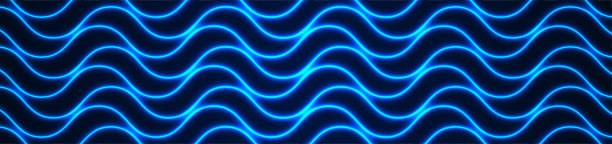蓝色霓虹曲线波浪线图案抽象的背景图片下载