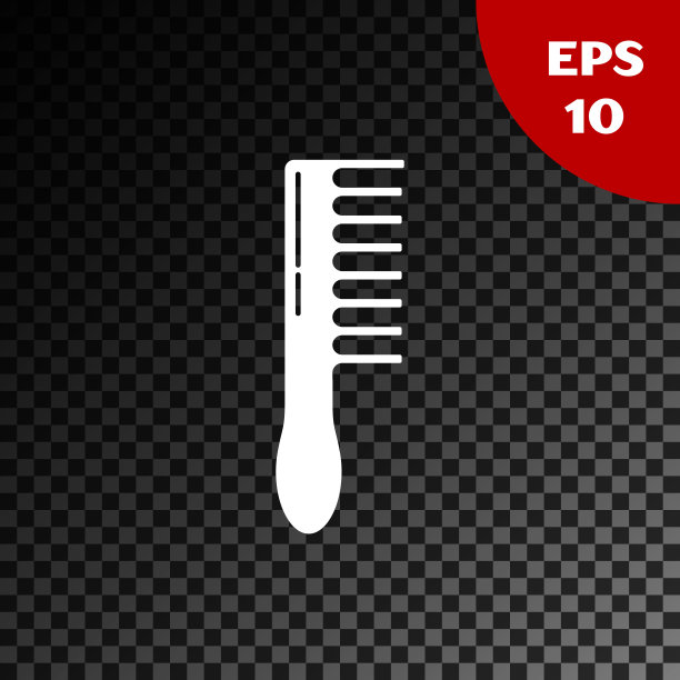 白色毛刷图标孤立在透明的黑暗背景。梳理头发的迹象。理发师的象征。矢量图图片下载