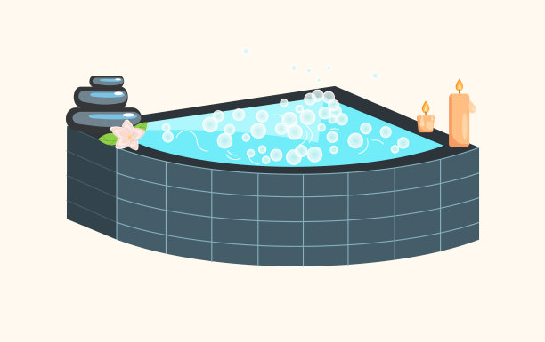 泡泡热水浴缸在水疗中心图片下载