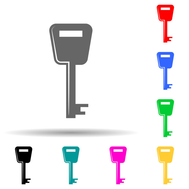 图标键多色风格。简单的字形，平面矢量锁和按键图标的用户界面和用户体验，网站或移动应用程序图片下载