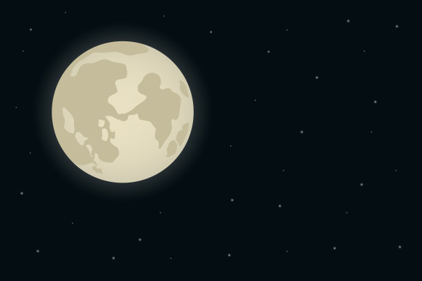 空旷空间里的满月和星星。矢量图素材图片