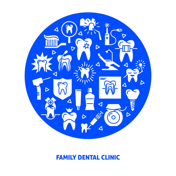 家庭牙科诊所圆概念旗帜扁平化风格图片下载