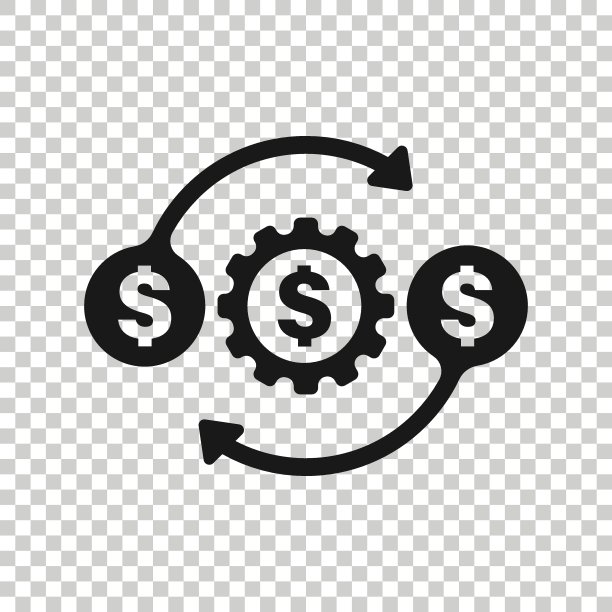 扁平风格的资金优化图标。齿轮高效矢量图，白色背景上的金融流程业务概念。图片下载