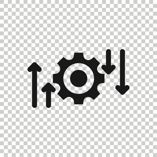 以平面样式处理图标。箭头和齿轮矢量插图在白色孤立的背景。优化经营理念。图片下载