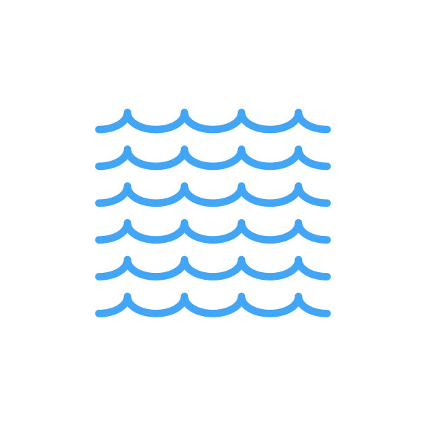 波浪轮廓图标孤立的白色背景。蓝色的图标。最小的平面设计。线性波流。图片下载
