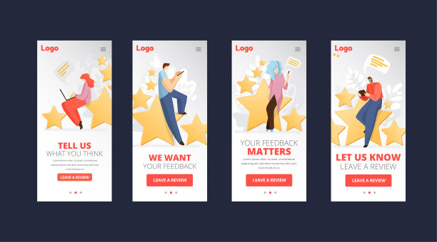 反馈，调查矢量扁平的应用概念与人，男人和女人坐在大评级明星，写评论和评论服务或产品。率评价和奖状，客户服务理念。图片下载