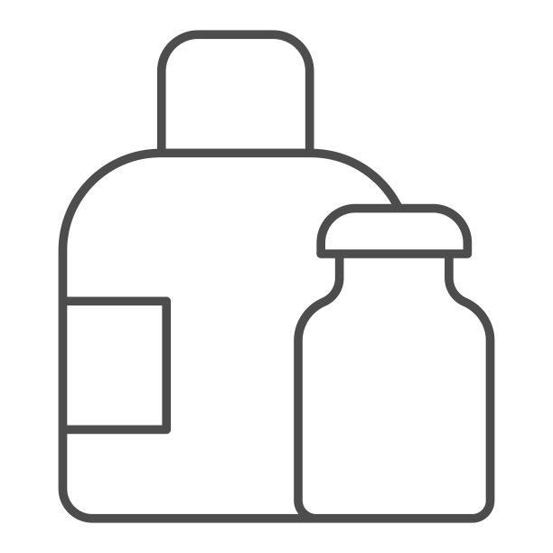 水瓶细线图标。医用液体包装容器。塑料产品的设计理念，轮廓风格的象形图上的白色背景，用于web和应用程序。Eps 10。图片下载