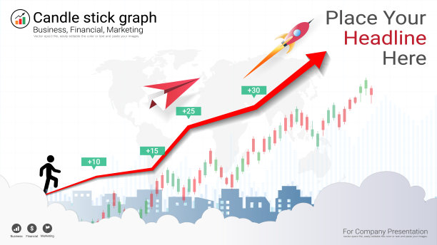 烛台和金融图表，信息图表演示模板，全球网络连接和业务分析，外汇股票市场投资交易，看涨点，看跌点。图片下载