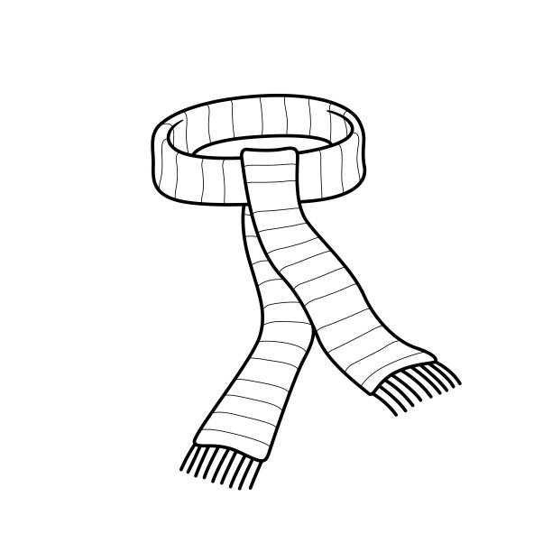 矢量插图围巾孤立在白色背景儿童着色书。图片下载