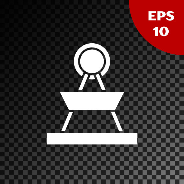 白色吸引旋转木马图标孤立在透明的黑暗背景。游乐园。儿童娱乐游乐场、游憩公园。矢量图图片下载