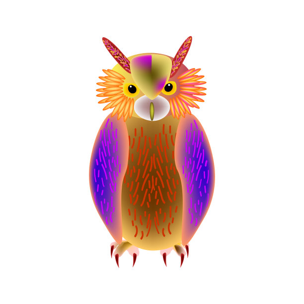 可爱的多色卡通猫头鹰在白色的背景。孤立。矢量插图。图片下载