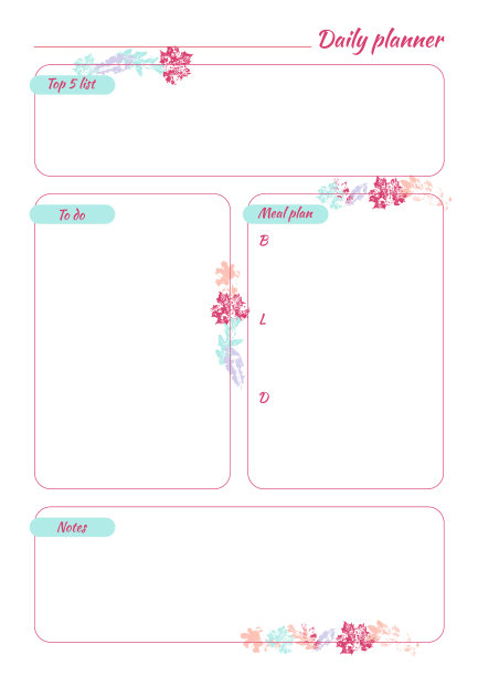 白色的每日计划与明亮的叶子设计图片下载
