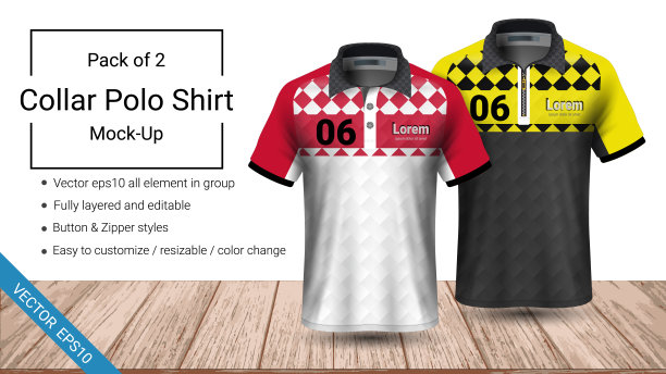 Polo领t恤模板，矢量eps10文件完全分层和可编辑准备展示定制设计，通过简单的编辑对象和颜色，完美的团队，或任何场合。图片下载