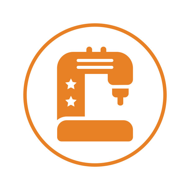 缝纫机图标，橙色制造装置图片下载