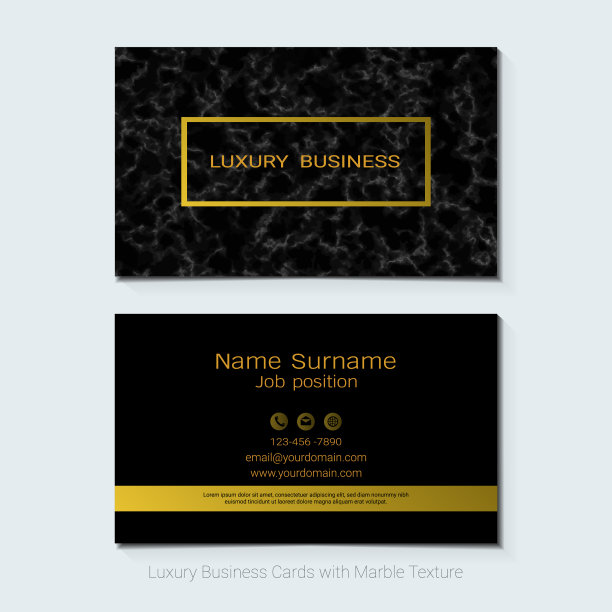 豪华名片矢量模板，旗帜和封面与大理石纹理和金色箔细节上的白色背景，简洁的风格也现代和优雅，易于定制，以适应您的需求。图片下载