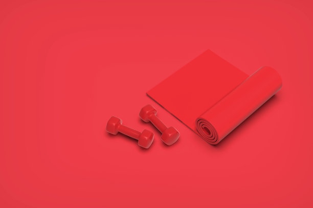 3D渲染运动概念，红色背景库存照片图片下载