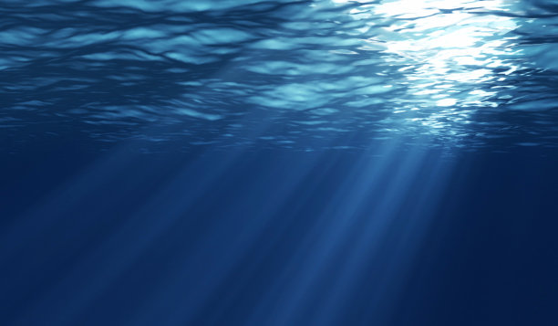 在蓝色的海洋下面。图片下载