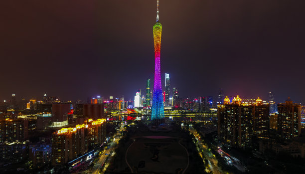 航拍中国广州CBD夜景图片下载