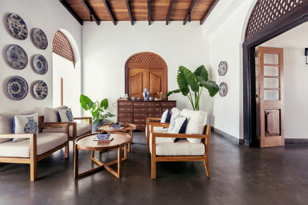 当代酒店大厅室内设计与葡萄牙和亚洲风格的细节图片下载