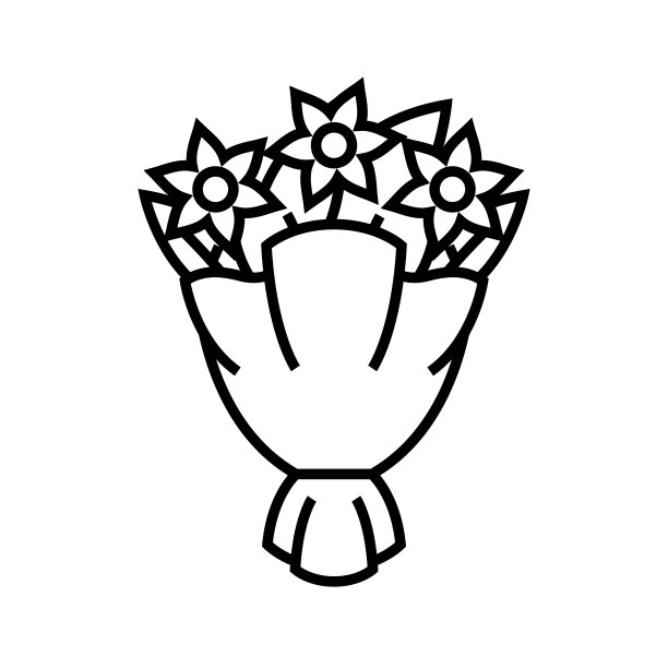 花束线图标，概念标志，轮廓矢量插图，线性符号图片下载