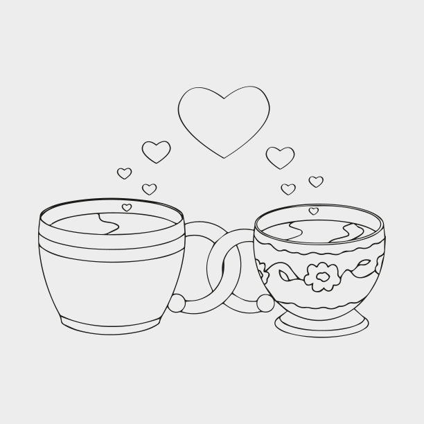 一对心形的杯子，而不是蒸汽。图片下载