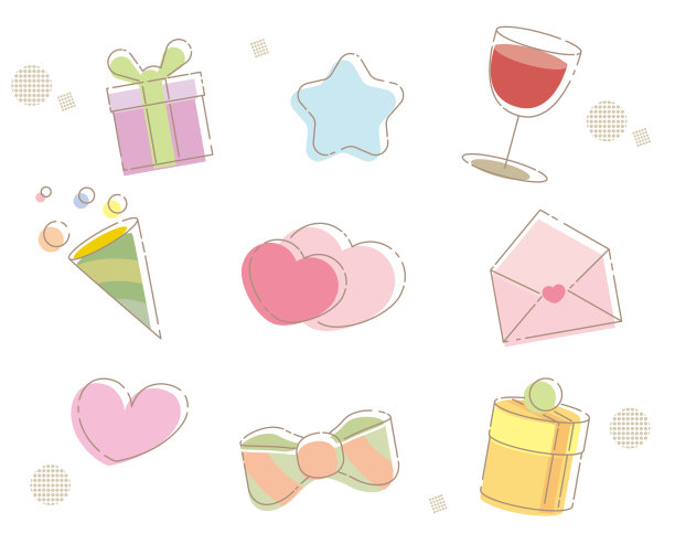 可爱的礼物图标设置-轮廓框架-图片下载