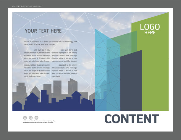 展示设计模板，城市建筑轮廓，向量现代背景图片下载