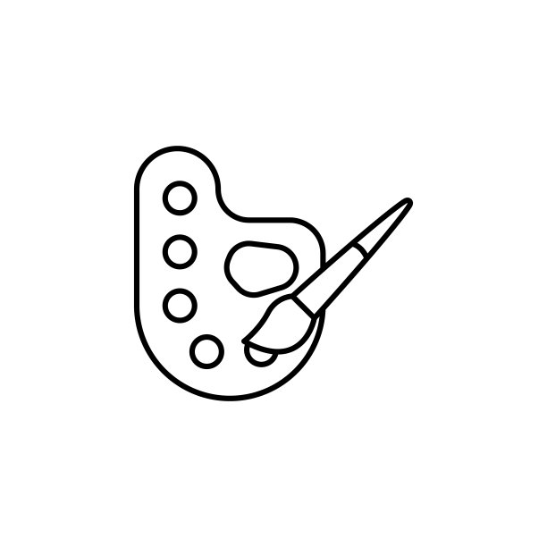 油漆，绘画，调色板线条插图图标上的白色背景图片下载