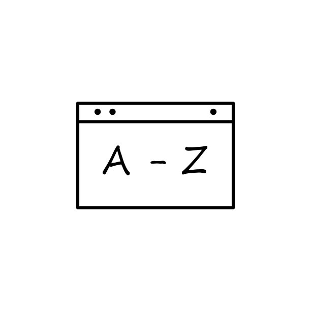 白色背景上的A到Z字母表线性插图图标图片下载