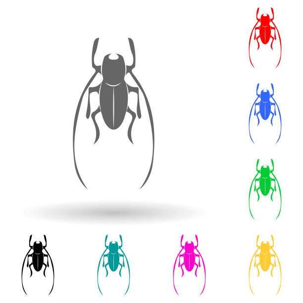 蟋蟀多色风格图标。简单的字形，平面矢量的昆虫图标的用户界面和用户体验，网站或移动应用程序图片下载