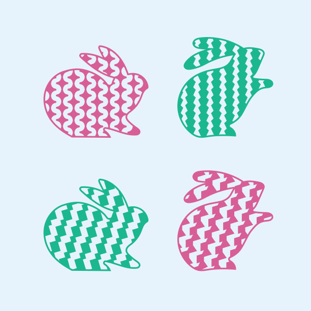 一套复活节兔子切割贴纸和字母框架图片下载