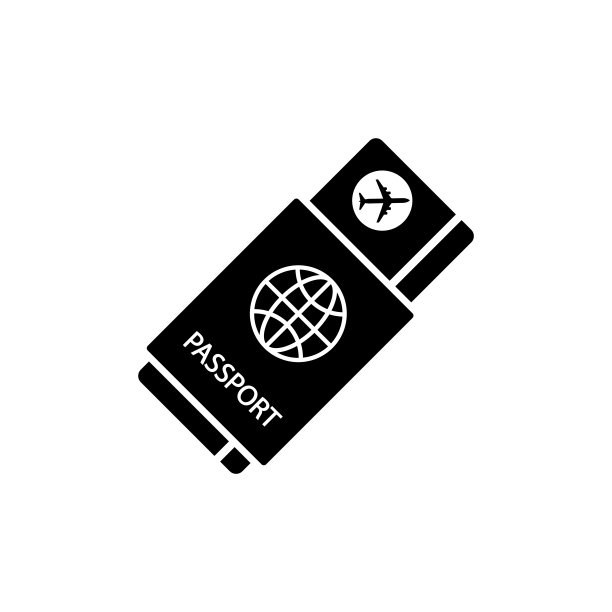 护照图标，logo，白色背景上隔离图片下载