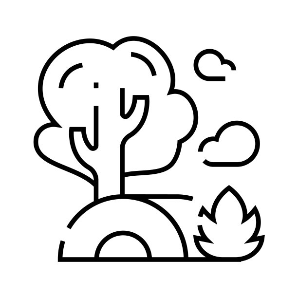 森林露营线图标，概念标志，轮廓矢量插图，线性符号图片下载