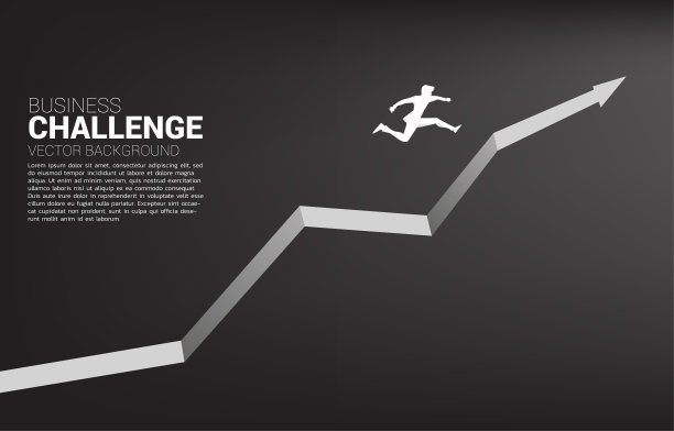 商人的剪影在增长图形上跳跃。图片下载