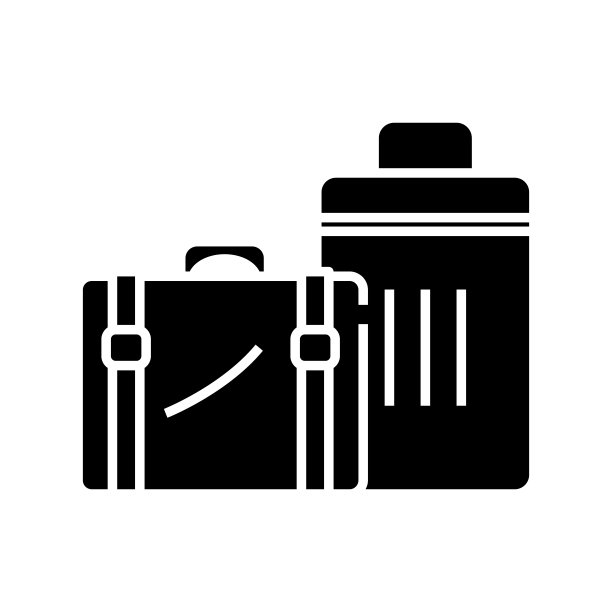 大行李箱黑色图标，概念插图，矢量平面符号，象形符号图片下载