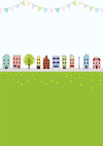 旧城区在春天，垂直布局图片下载