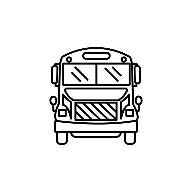 巴士，学校，交通线路插图图标上的白色背景图片下载