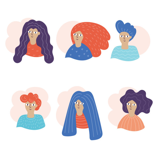 收藏男女肖像、平面卡通图片下载